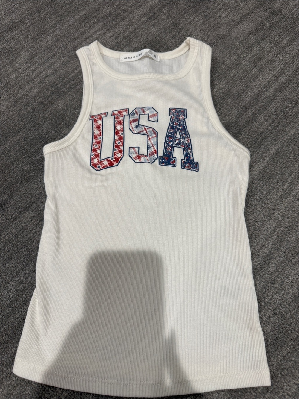 Altar’d State USA Ribbed Tank Top XS Patriotic Graphic Worn Once
